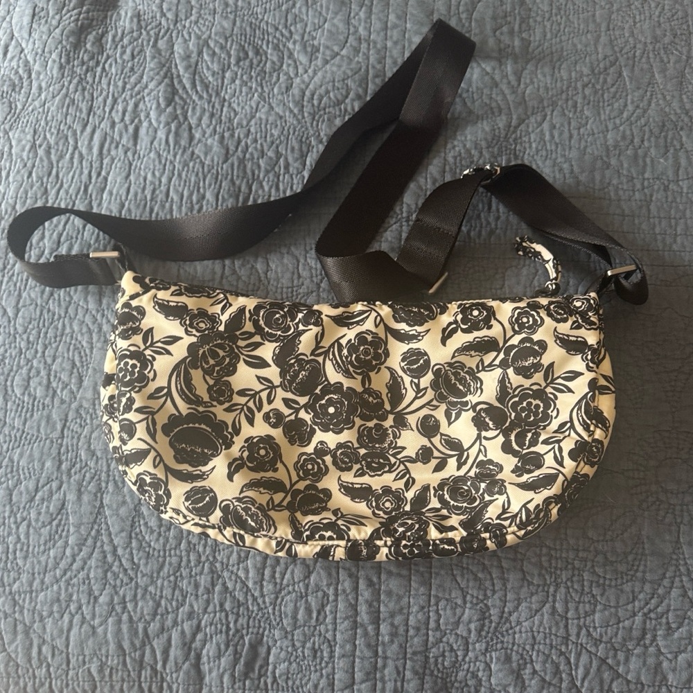 Vera Bradley Black and Cream Floral Crossbody Bag